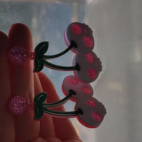 Sparkle Skull Cherry Earrings - Picture 2 of 7